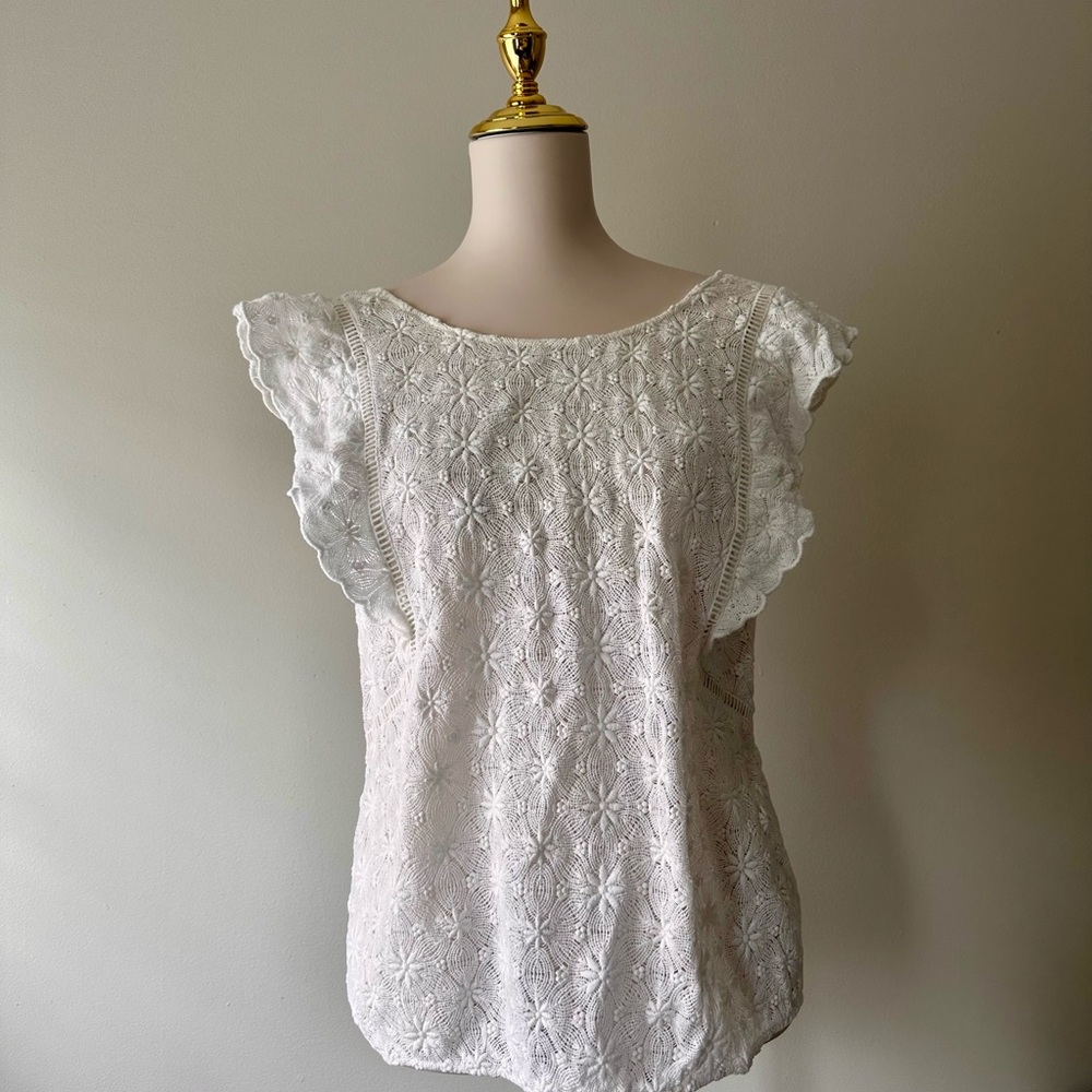 Sézane White Crochet Blouse Amande - Picture 3 of 6